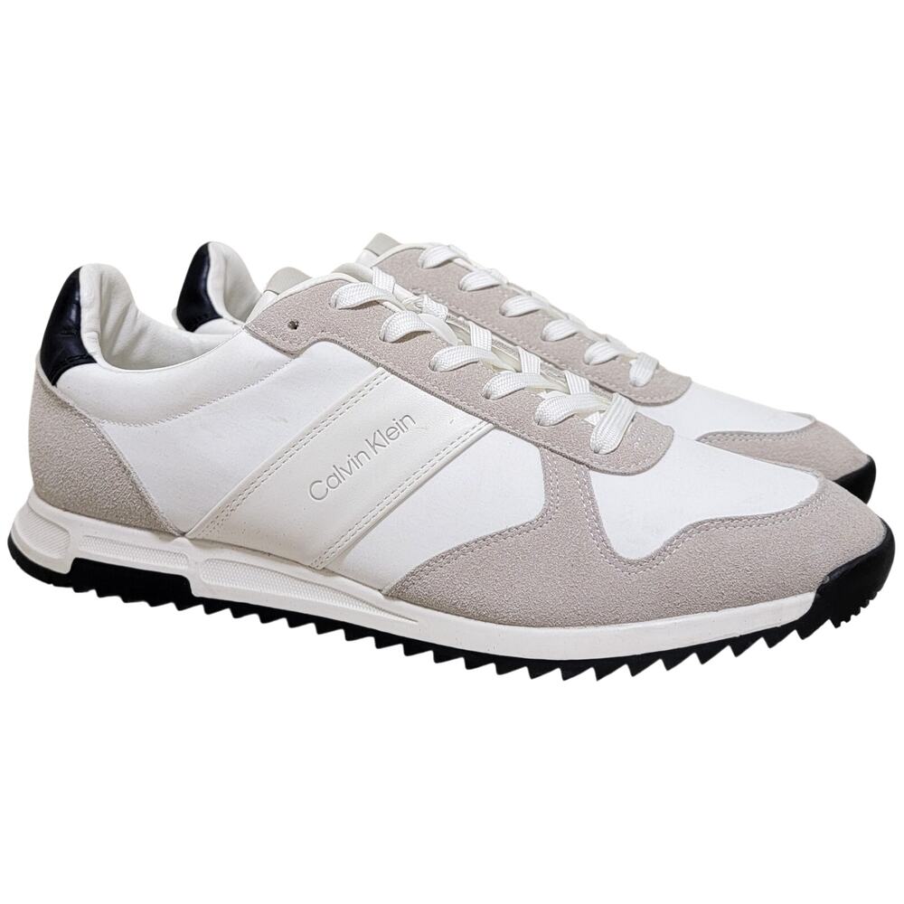 Calvin Klein Men Gliano Low Top Classic Sneaker Size US 10.5M White Grey Black